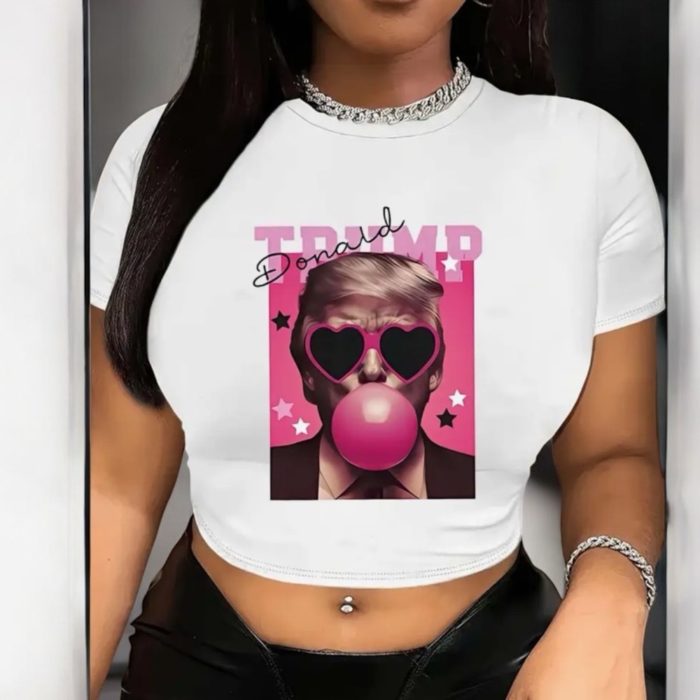 Donald Trump Bubblegum Design Crop Top T-Shirt